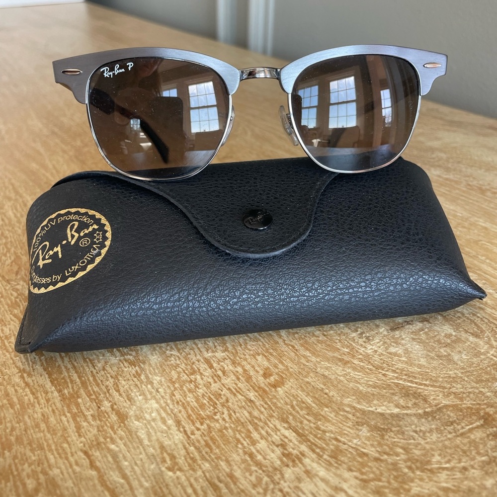 RAY BAN CLUBMASTER ALUMINUM POLARIZED P3 PLUS LENS SUNGLASSES #RB3507 138/M8 41